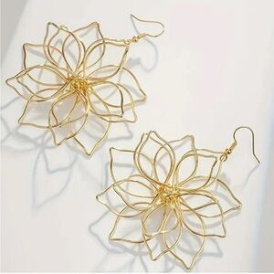 New Gold Flower Wire Wrap Boho Earrings
